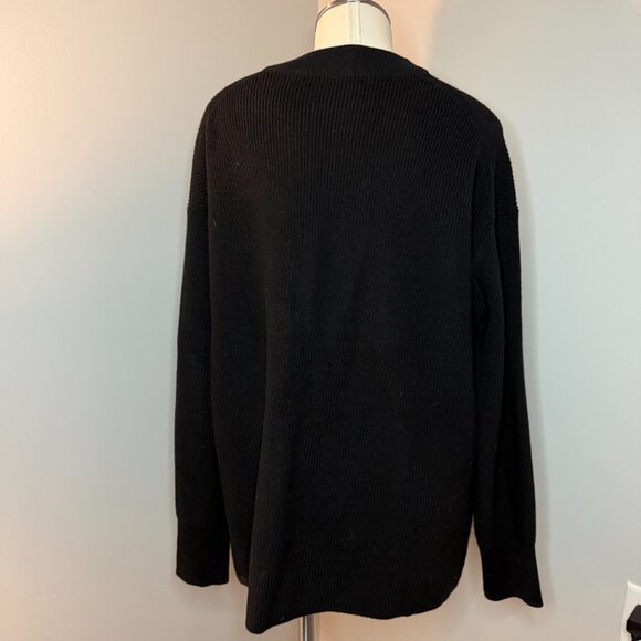 lululemon Black Ribbed Sweater Merino Wool Blend Side Slit Long Sleeve Size 12 ( - Picture 3 of 4